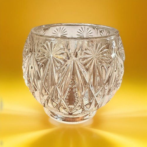 Vintage Avon Starburst Diamond Cut Clear Crystal Candle Holder/Candy Dish/Vase