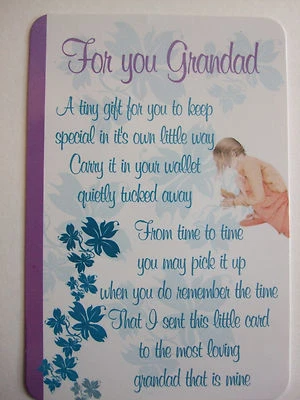 WILLOW AND COMPANY GREETINGS Pocket Keepsake Messages " For You Grandad " Wallet/ Purse Card Envelope