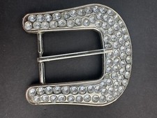 Large Silver Large Rhinestone Filled Replacement Western Belt Buckle Excellent