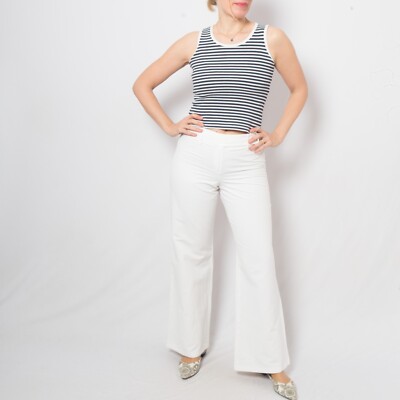Max Co White Bell Bottom Pants Flared Trousers Medium Size W 27