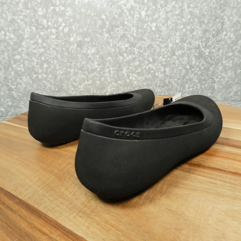 Zapatos Crocs para mujer 8 negros de gamuza sin cordones informales planos forrados de lana cómodos Foto 3 de 4