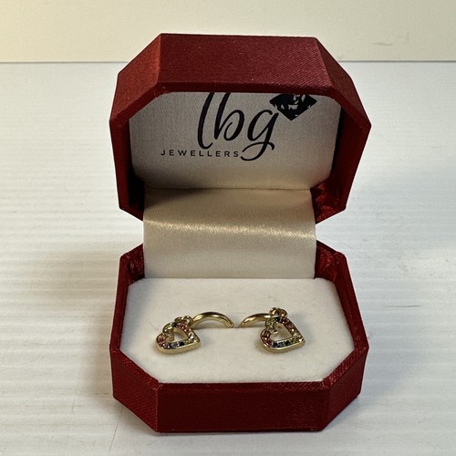 LBG Jewellers Gold Tone Gemstone Heart Earrings