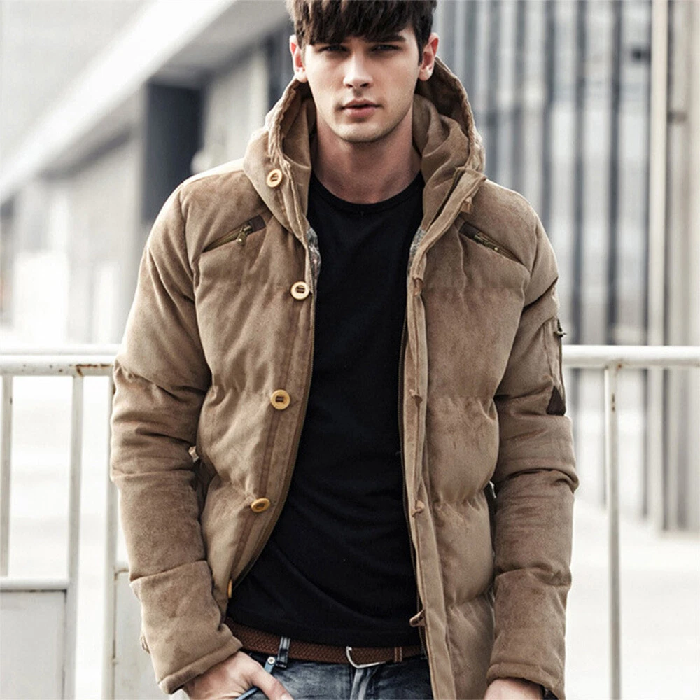 Men's Warm Winter Cotton Down Jacket Fashion Jacket Casual Corduroy Coat
