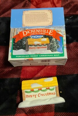 DICKENSVILLE COLLECTABLES 1990 Merry Christmas Sign Porcelain NOMA