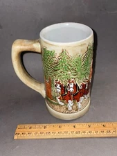 VTG CERAMARTE BUDWEISER CHAMPION CLYDESDALES HORSE TREES EMBOSSED BEER STEIN MUG
