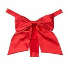 Victoria's Secret Dream Angels Red Satin Bow Open Back Brazilian Medium M Pantie