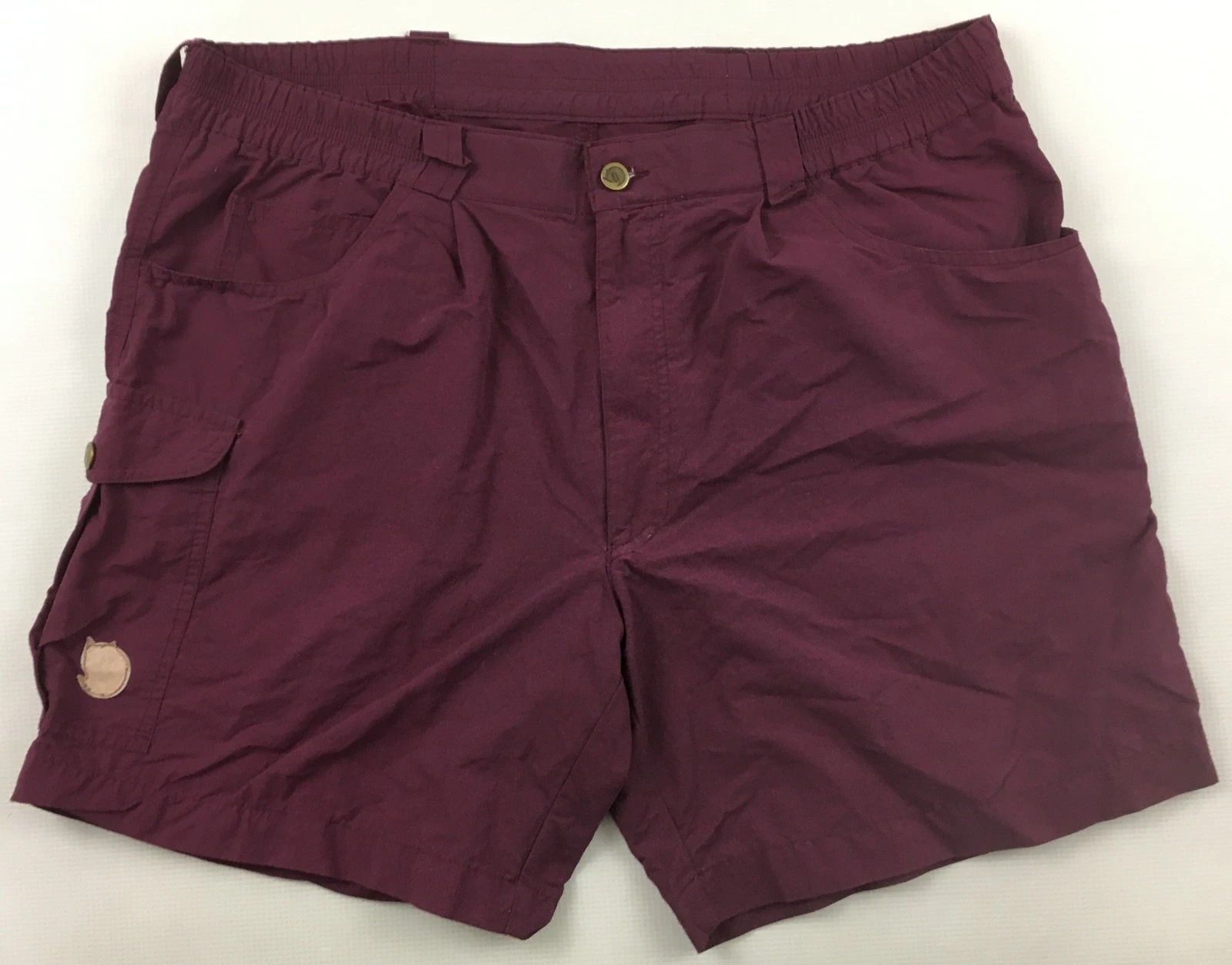 Fjallraven Casual vintage cargo shorts hiking quick dry burgundy mens 52 (Large)