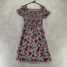 City Chic Dress Womens XS/14 Off Shoulder Gingham Floral Pockets Fit Flare