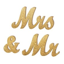Mr and Mrs Tabletop Wedding Decoration - Wooden Gold Mr and Mrs Style2