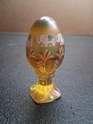 Vintage Fenton Gold Egg On Stand Hand Painted Elephant Print Signed #1