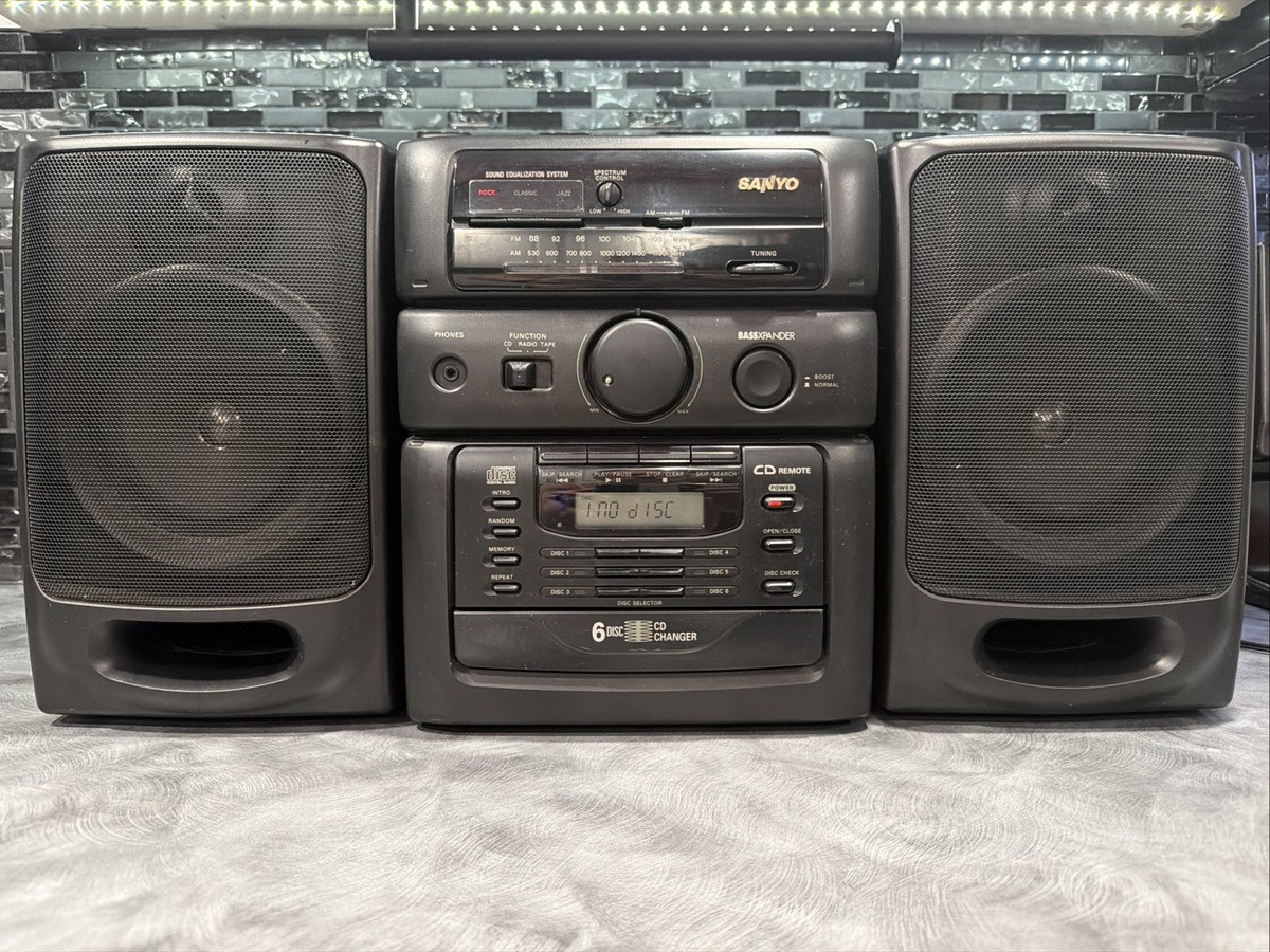 Sanyo MCH-S980 Boombox Stereo 6 Disc CD AM/FM Radio Cassette Tape