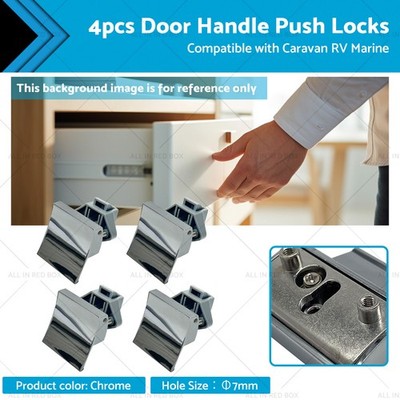 4x Square Handle Push Locks Suitable for Caravan RV Marine Cupboard 02-19