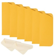 6 Pcs 3x6.9" Leather Eyeglass Cases with 2 Cleaning Clothes, Yellow