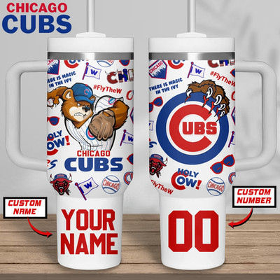 Personalized 20oz 30oz 40oz Insulated Tumbler - Royal Blue Red Baseball Fan