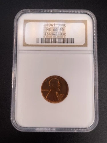 1941-S 1c Lincoln Wheat Small Cent - PCGS MS 66 RD