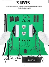 Photography Lighting Kit with Softboxes Backdrop Stands Green Screen for Studio