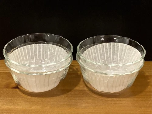 pyrex 463 Clear Thin Walls Custard Cups Bowls - Set of 4 New