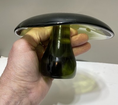 Vintage IFP Maleras Sweden Glass green Mushroom Sculpture