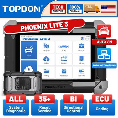 2026 TOPDON Phoenix LITE 3 Car OBD2 Scanner Diagnostic Tool ECU Coding TPMS Plus