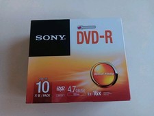 1 Pack Of 10 Sony DVD-R 120 Minute 4.7GB 1X-16X Blank Discs Brand New  Sealed