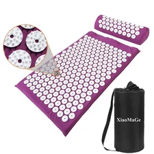 Acupressure Mat & Pillow Set Purple 28.7x16.5 for Back Neck Sciatica Pain Relief