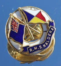 P&O ORIENT LINE RMS NALDERA UNUSUAL FINE ENAMEL BADGE PURCHASED ONBOARD