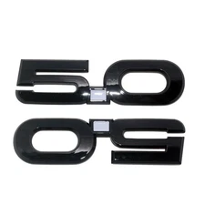 2Pc 5.0 Fender Door Emblem 3D Gloss Black White Dot Badge Fits 2015-2021 Mustang