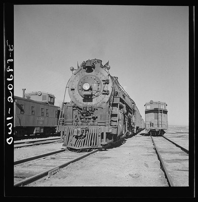 Vaughn New Mexico 1943 Atchison Topeka Santa Fe steam locomotive train yard