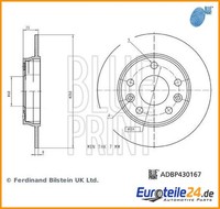 2 St. Bremsscheibe Blue Print ADBP430167 FüR Renault Zoe