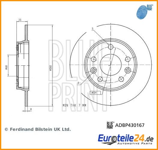 2 St. Bremsscheibe Blue Print ADBP430167 FüR Renault Zoe-image