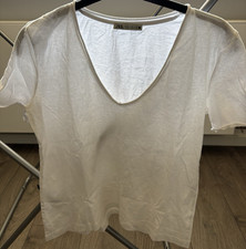 ZARA Damen T-Shirt weiß V-Ausschnitt S Baumw...
