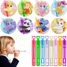 32 Valentines Bubble Wands with Animal Cards Class Party Favor Gift Set Kids Fun