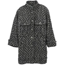 Chanel Single Breasted Jacket Coat Tweed Black P46638V34616 #36 179575