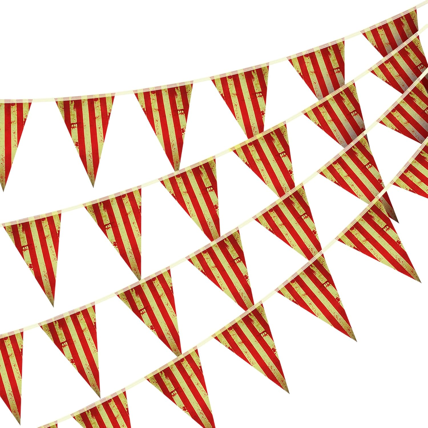 4 Packs Halloween Bloody Striped Pennant Banner, Halloween Carnival Triangle Fla