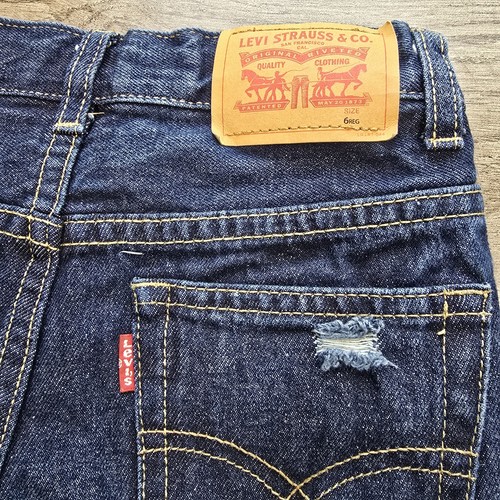 Levi's 505 Regular Blue Jean Denim Shorts Boys Size 6 Adjustable Waist 8" Inseam - Picture 4 of 9