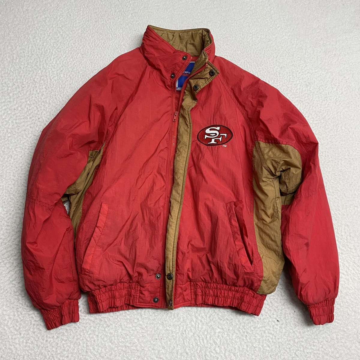 VTG San Francisco 49ers Jacket Men *FLAW* Red Gold NFL Football