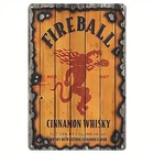 Tin Metal Sign Fireball Cinnamon Whiskey Vintage Aluminum 8x12