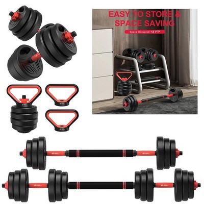 3-in-1 Hanteln Set 20 kg verstellbare Hanteln mit extra Langhantelstange Kunststoff-C