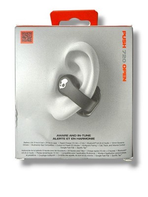 Skullcandy Push 720 Open Wireless Bluetooth Earbuds Black Silver S4EOW-T034
