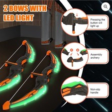2-Pack Bow and Arrow Set for Kids LED Light Up Archery Toy Gifts Indoor Outdoor