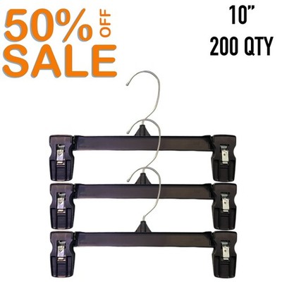 Black Clothes Hangers 10'' For Pants - 200 Qty  *SALE* 50% OFF (IT#53)