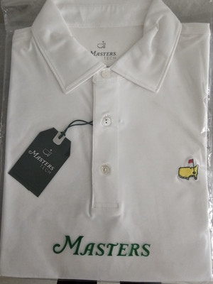 Masters Tech White Polo Golf Shirt Men's L Short Sleeve Embroidered Logo