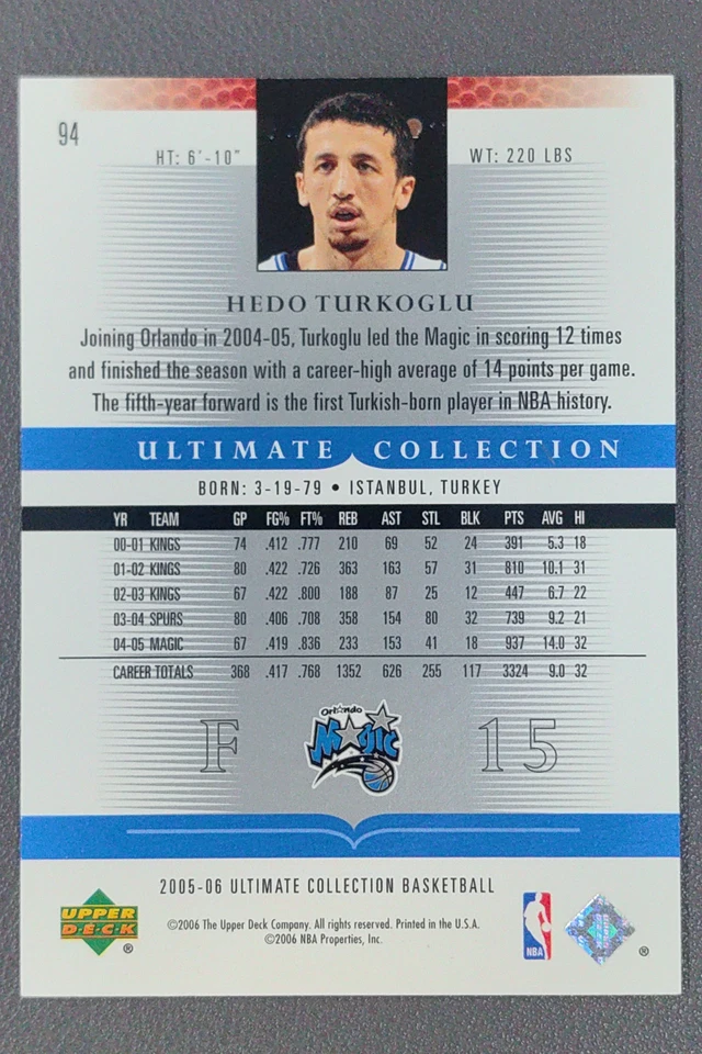2005-06 Upper Deck Ultimate Hedo Turkoglu Red /50 #94 Magic - Image 2 of 4