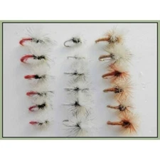 Klinkhammers,Trout Flies, 18 x Red, White & Tan, Mixed Size 12/18 Fishing Flies