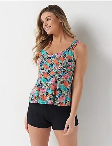 Fit 4 U Purple Wide Strap Sweetheart Tankini with Tap Short 12 New - Picture 2 of 7