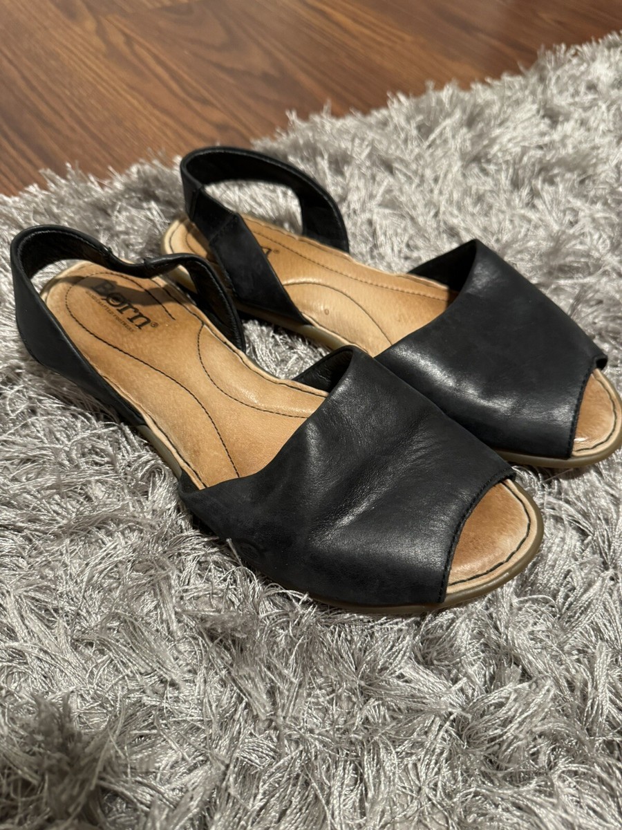 Born Trang Comfort Sandals Size 7 M Slingback Flat Peep-toe