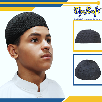 Black Muslim Prayer Beanie Skull Cap Open-weave Nylon Knitted