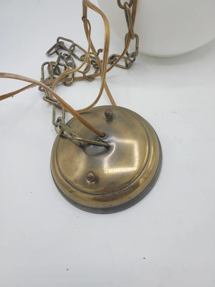 Inusual MCM Bola Redonda Vidrio Globo Anillos Concéntricos Patrón Luz Colgante FUNCIONA Foto 3 de 3