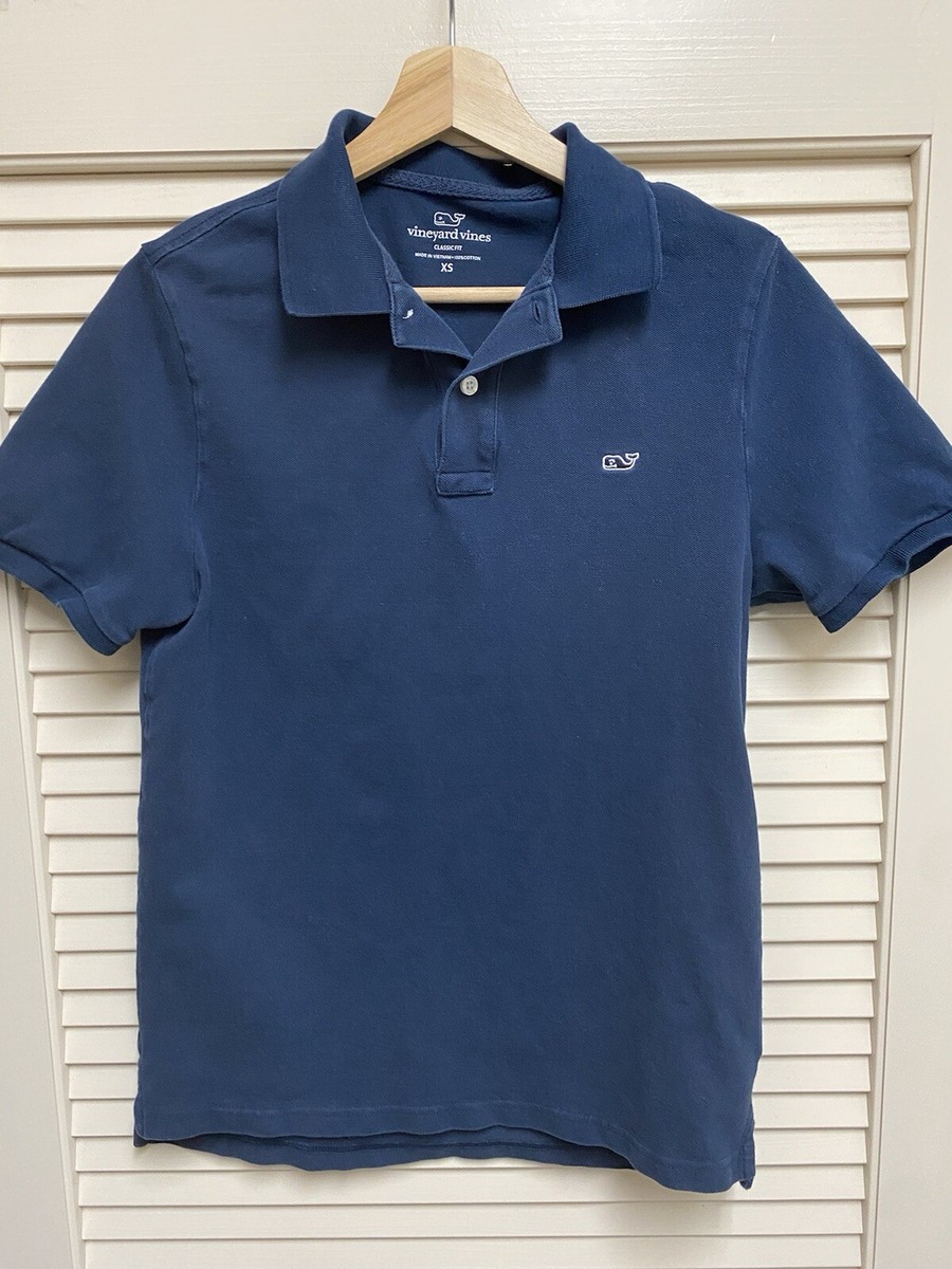 Vineyard Vines Mens Classic Pique Polo Sizw XS Blue Style 1K0503 Whale Logo