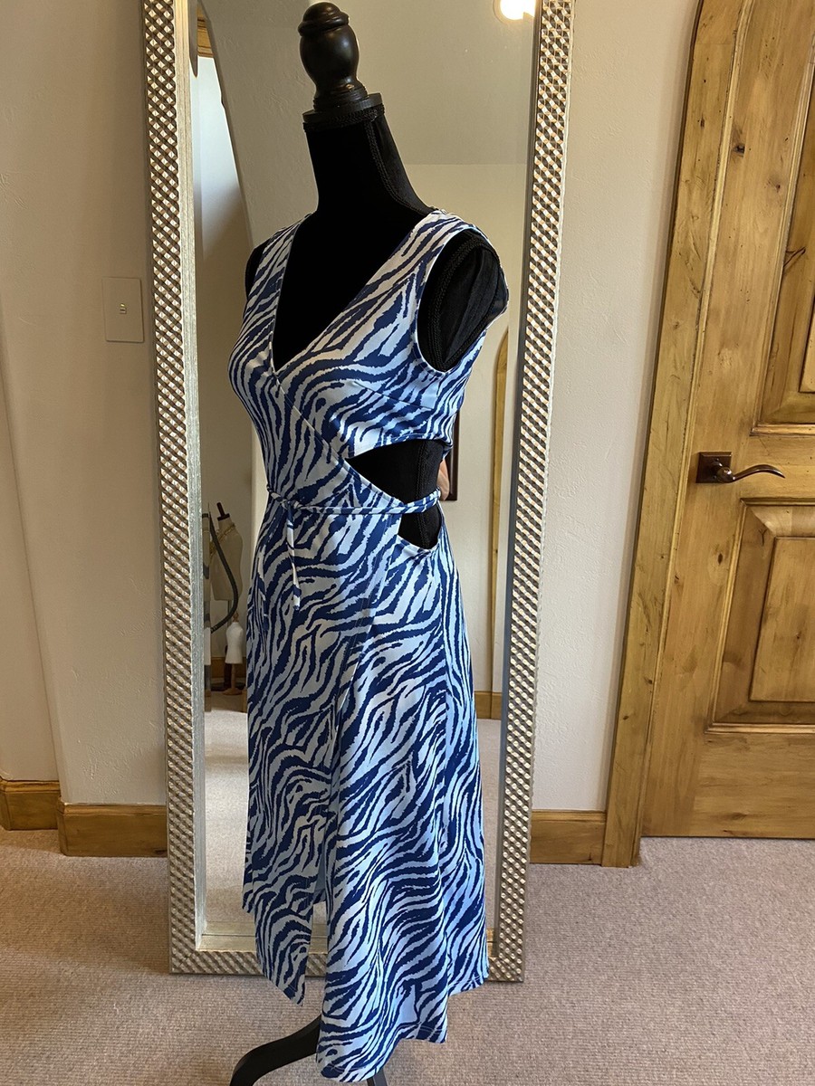 blue animal print wrap dress Addie Short Sleeve Wrap Dress